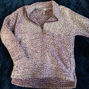 Purple polyester fluffy jacket warm sweater fall